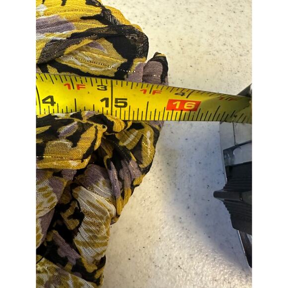 NEW ZARA M One Shoulder Metallic Floral Ruched Mini Dress in Gold/Purple $50 D53 - Picture 5 of 7